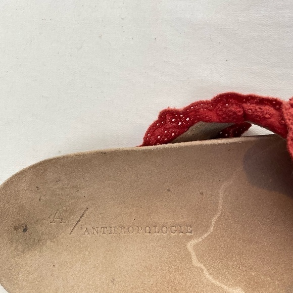 Anthropologie Bianca Ruffled Slide Sandals in Red Size 8 - Picture 8 of 9